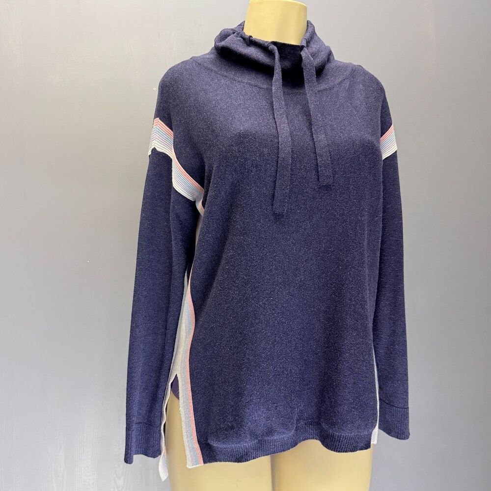 United States Sweaters | Cowl Neck Knit Pullover | Blue Pastel Stripe | Size S